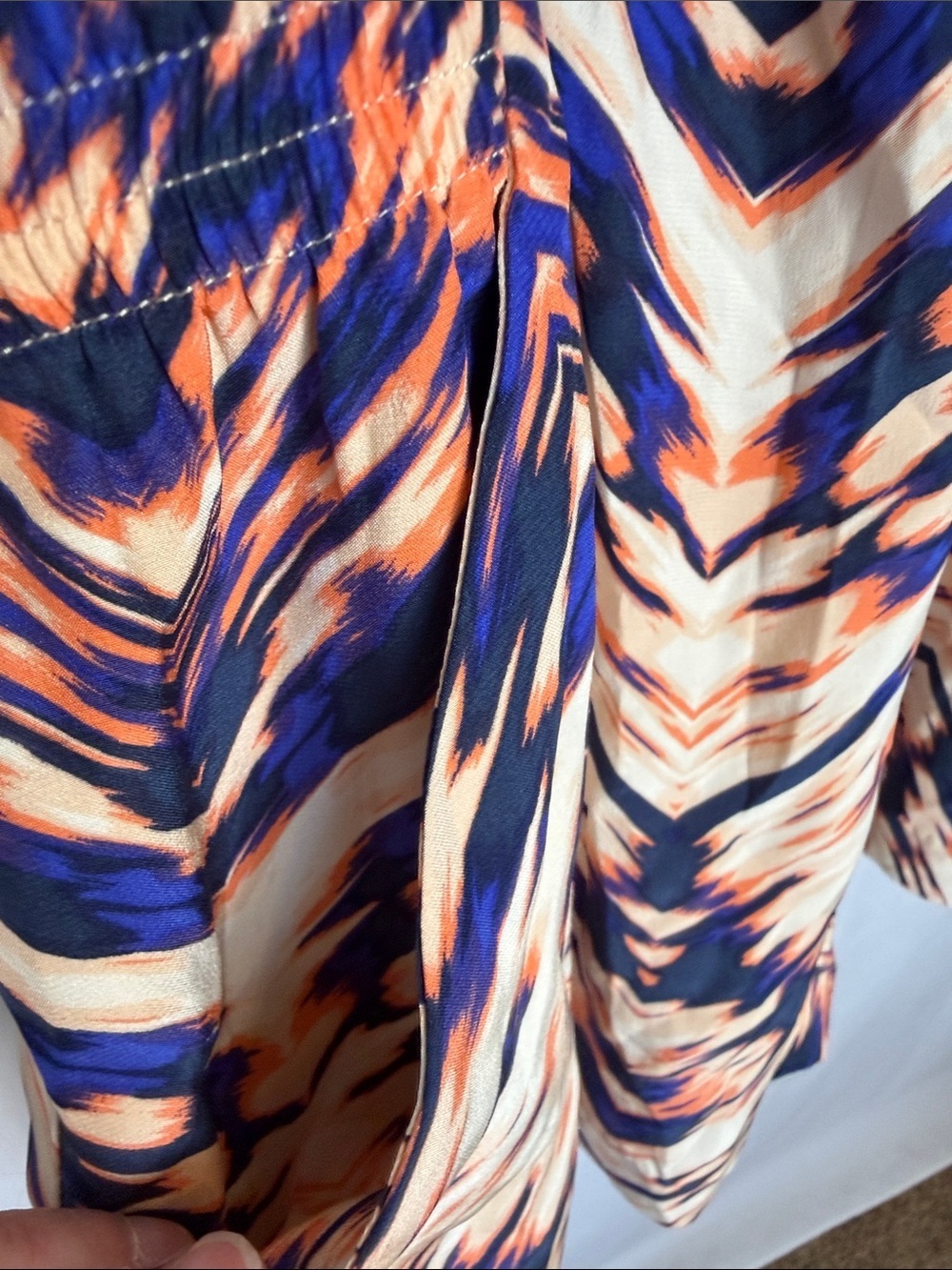 NEW Parker 100% Silk Multi-Colored Printed Romper Size L Navy & Cream Pockets - Picture 5 of 12